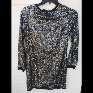 Free People Sequined SweatShirt Dress w/ Tie Back